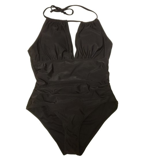 SHEIN Swim Shein Halter One Piece Swimsuit Bathing Suit Black
